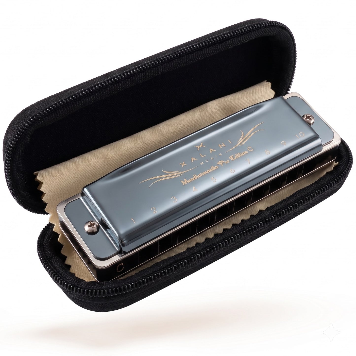 XALANI Mundharmonika inkl. Soft Case und Pflegetuch I E-Book Gratis
