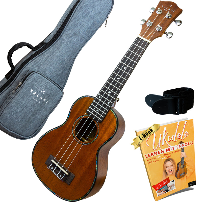 XALANI Ukulele Sopran Set Mahagoni inkl. E-Lehrbuch