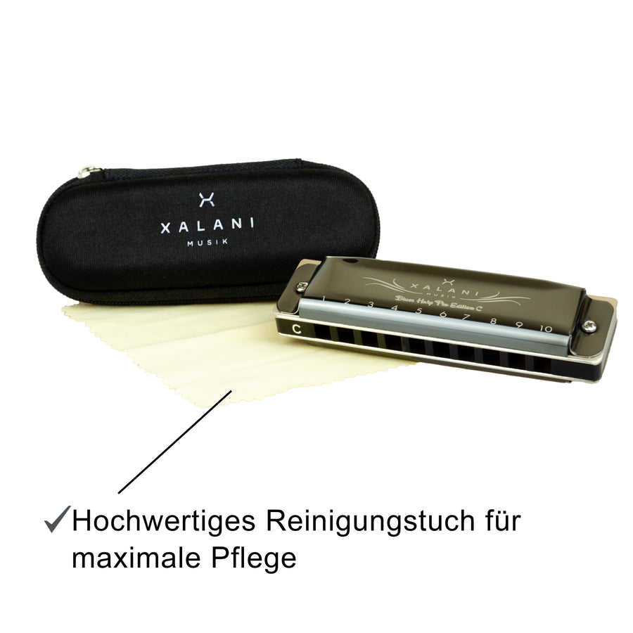 XALANI Mundharmonika inklusive Soft Case und Pflegetuch