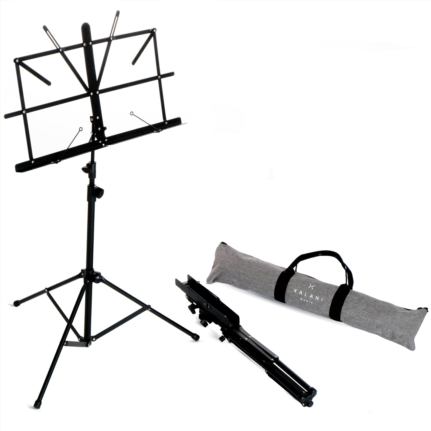 XALANI Notenständer klappbar mit hochwertiger Tasche ausziehbar bis 140cm