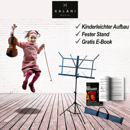 XALANI Notenständer klappbar mit hochwertiger Tasche ausziehbar bis 140cm