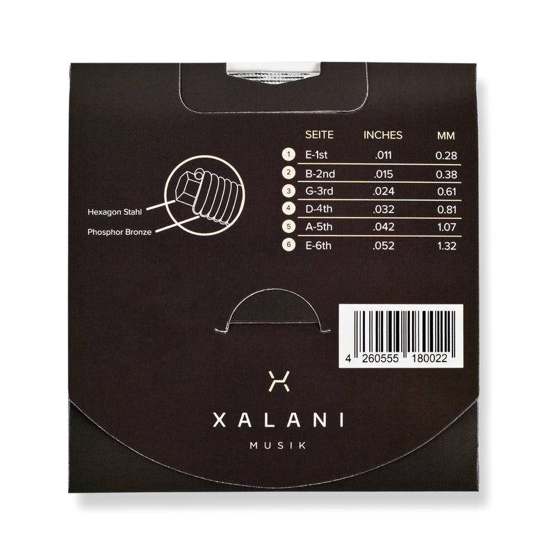 XALANI Gitarrensaiten Westerngitarre 011 I Bonus: 1 hohe E-Saite und 3 Plektren